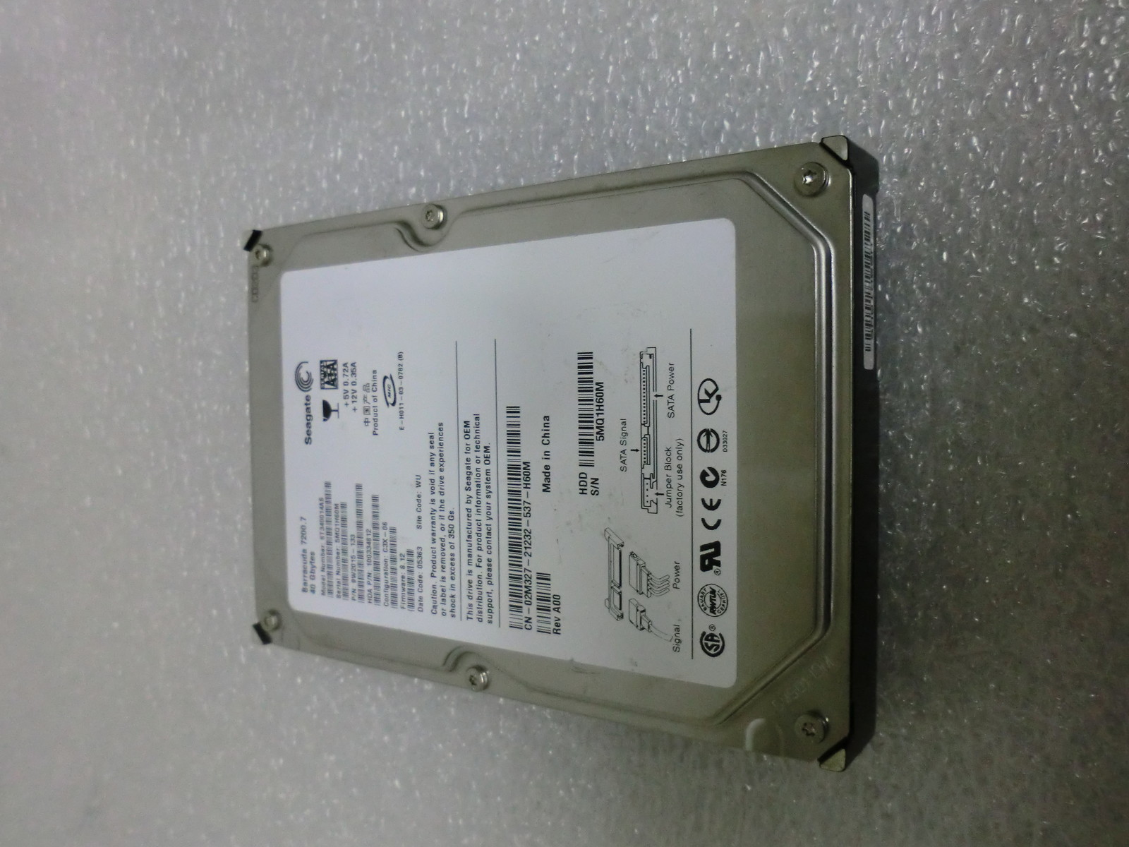 Seagate Barracuda 40GB SATA Hard Drive ST340014AS Dell 2M327 9W2015-133 7200RPM