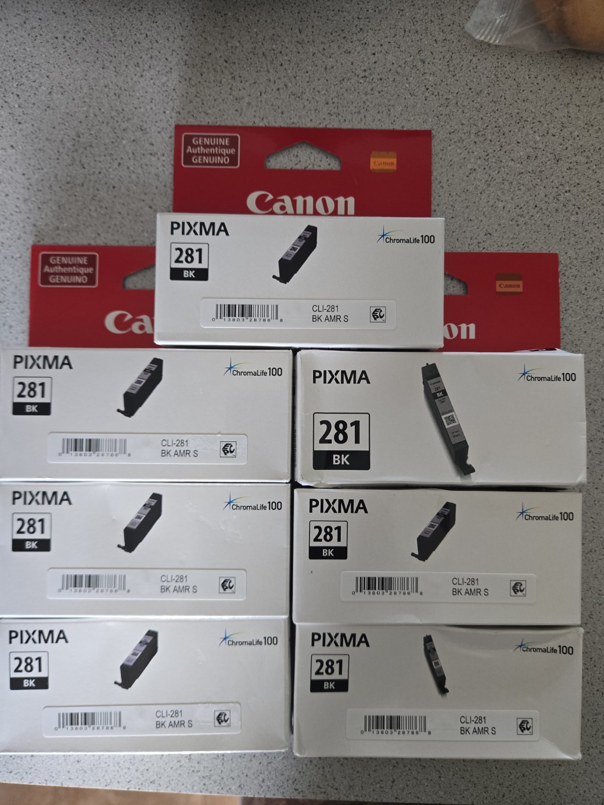 Genuine Lot of 7 Canon #281 CLI-281BK 2091C001 Black Ink Cartridges PIXMA