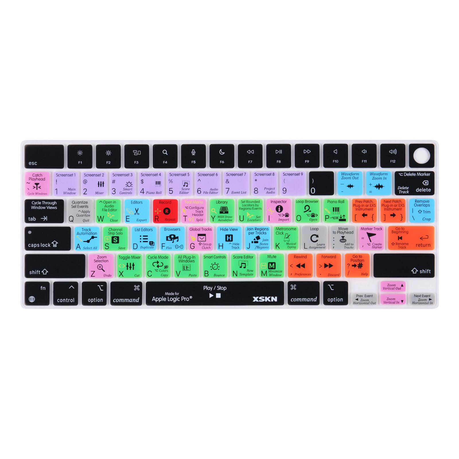 XSKN Logic Pro Shortcut Keyboard Cover for 2021-2026 Macbook Pro 14.2/16.2 M1-M5