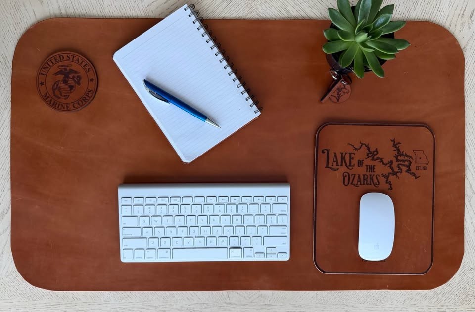 Large Leather Desk Mat 18x30 Brown Office Mouse Pad Desk Protector