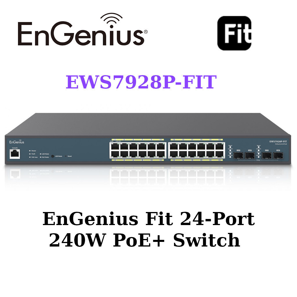 Engenius Fit 24-Port 240W Gigabit PoE+ Switch Layer 2 with 4 SFP EWS7928P-FIT