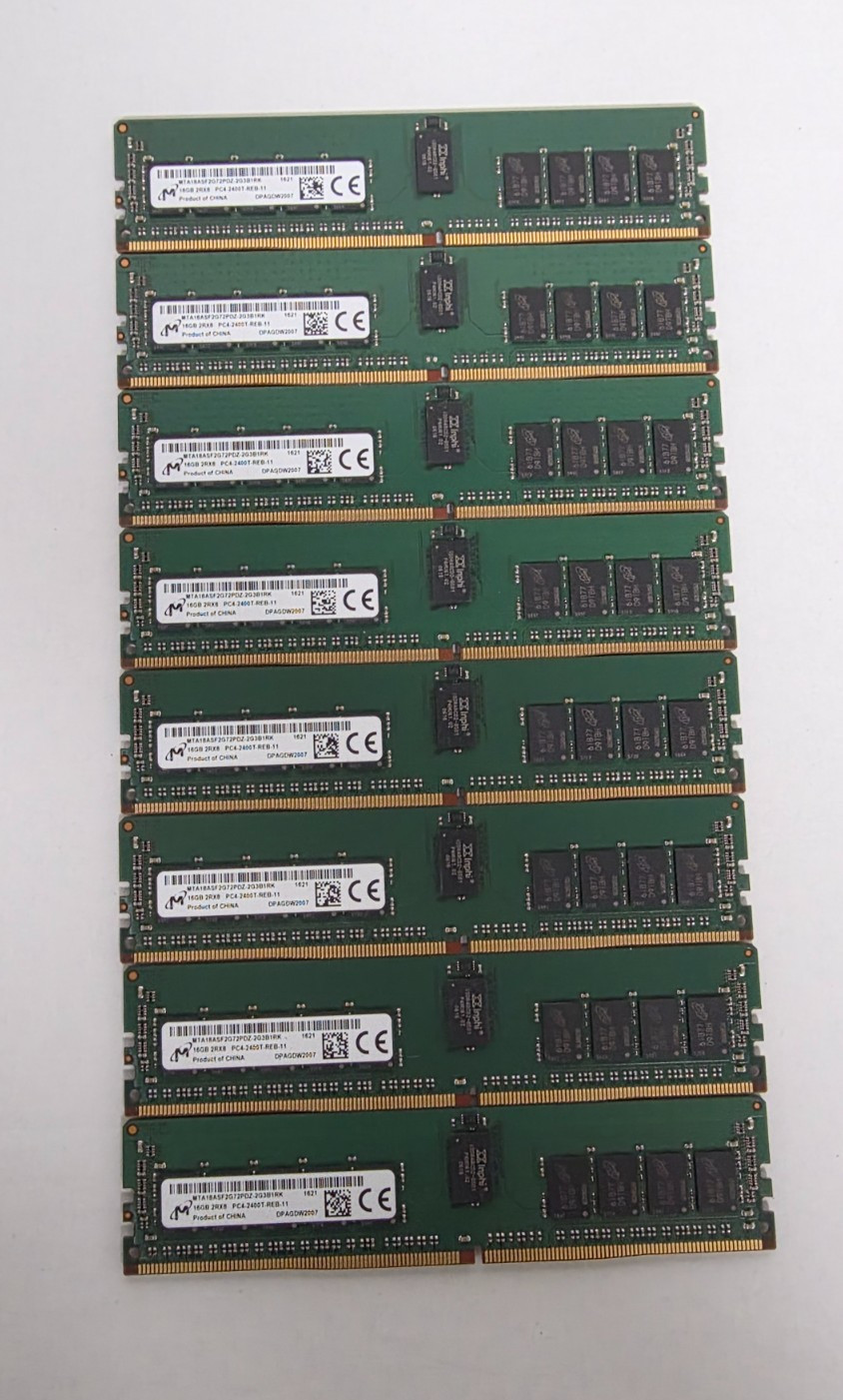 Lot of 8 Micron 16GB RDIMM MTA18ASF2G72PDZ-2G3B1RK Server RAM