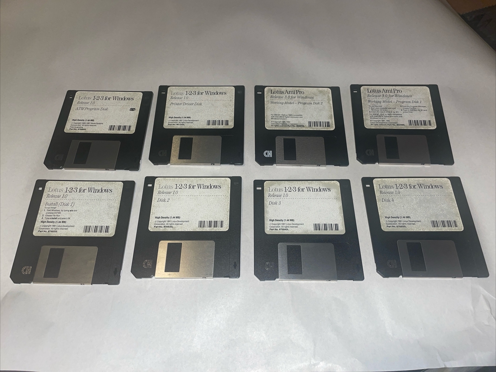 Vintage Lotus Software 3.5” Floppy Disks Lot Of 8 1991 Lotus Development Co.