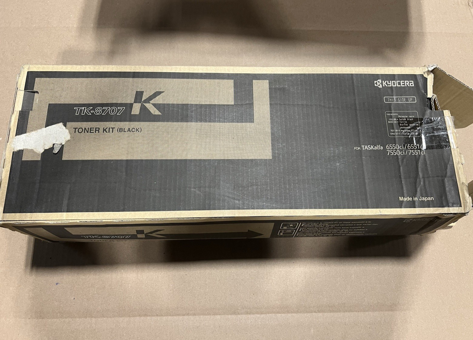 Genuine Kyocera TK-8707K Toner Kit Black Cartridge OEM-Open/Worn Box