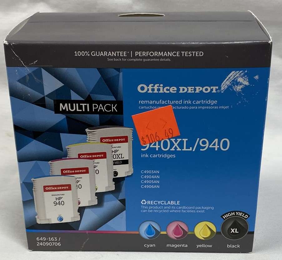 Office Depot for HP 940XL black plus standard colors-NEW