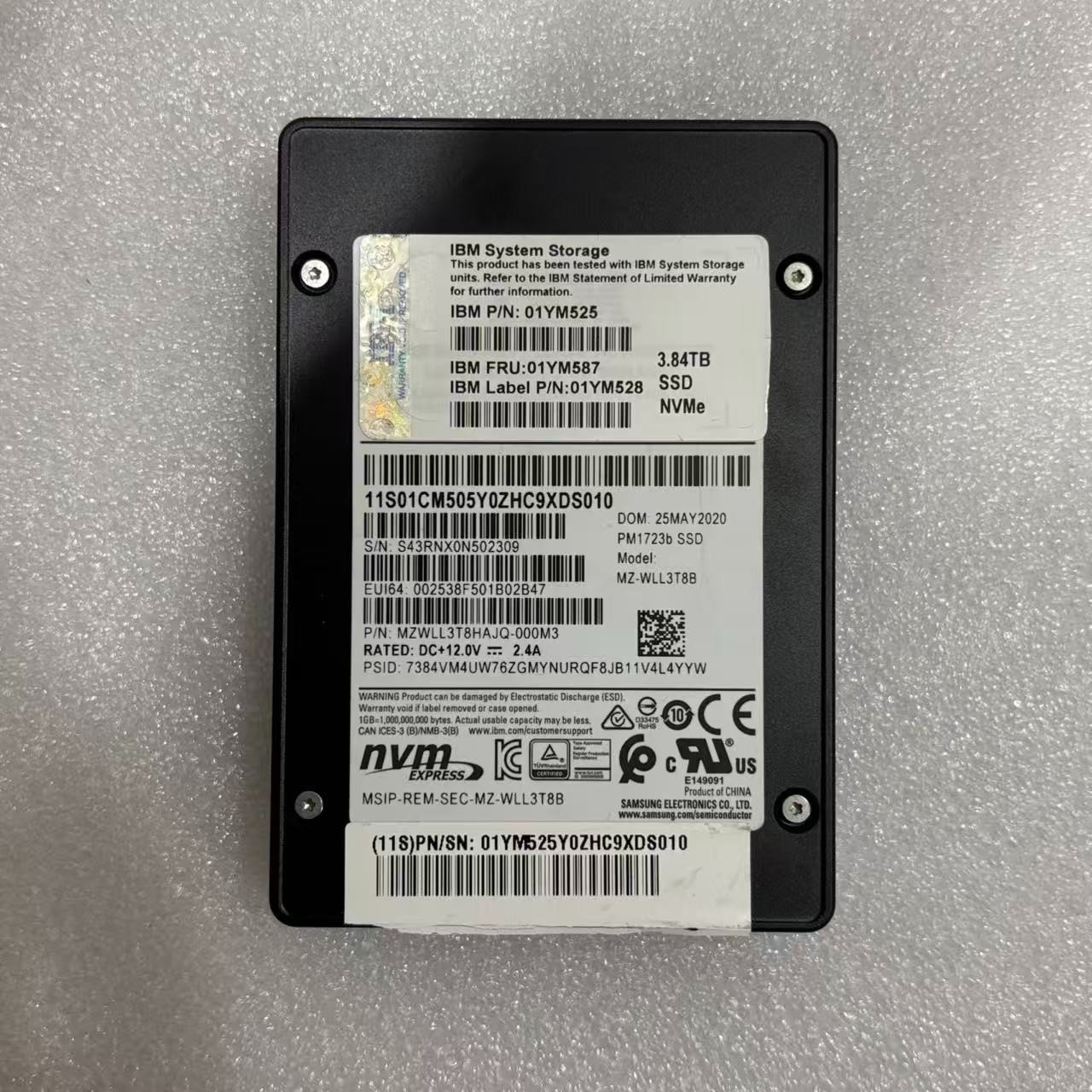 IBM 01YM525 01YM587 01YM528 MZWLL3T8HAJQ-000M3 PM1723b 3.84TB NVME SSD