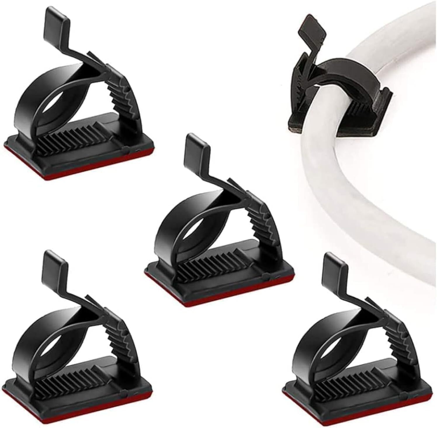 50 Pcs Adjustable Self-Adhesive Cable Clips Wire Clamps Cord Holders