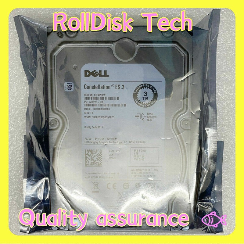 Dell 55H49 055H49 ST3000NM0023 3TB 7.2K RPM 6Gb/s 128MB 3.5" SAS Enterprise HDD