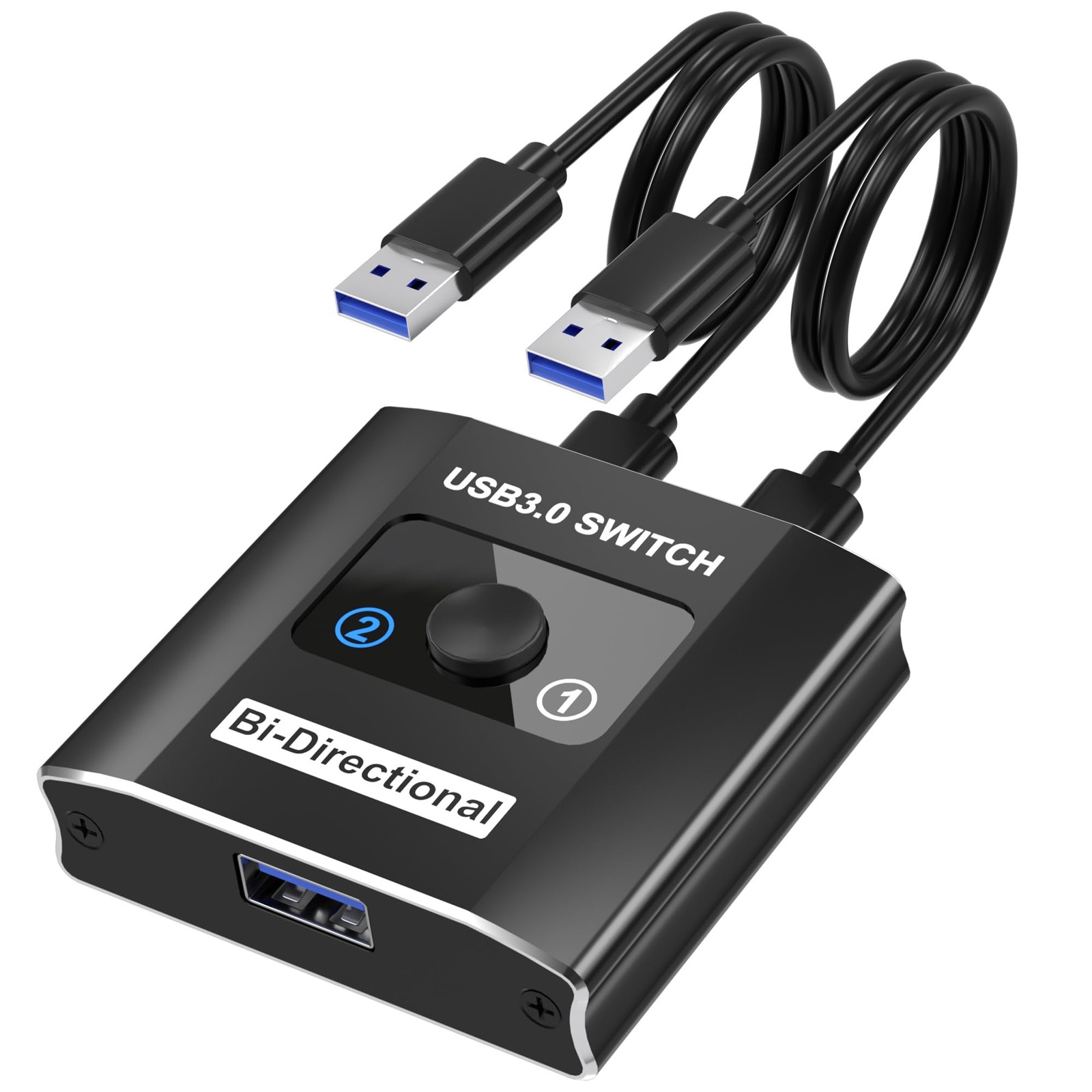 1 PCS USB 3.0 Switch BiDirectional Splitter 1 In 2 Out/2 In 1 Out Aluminum