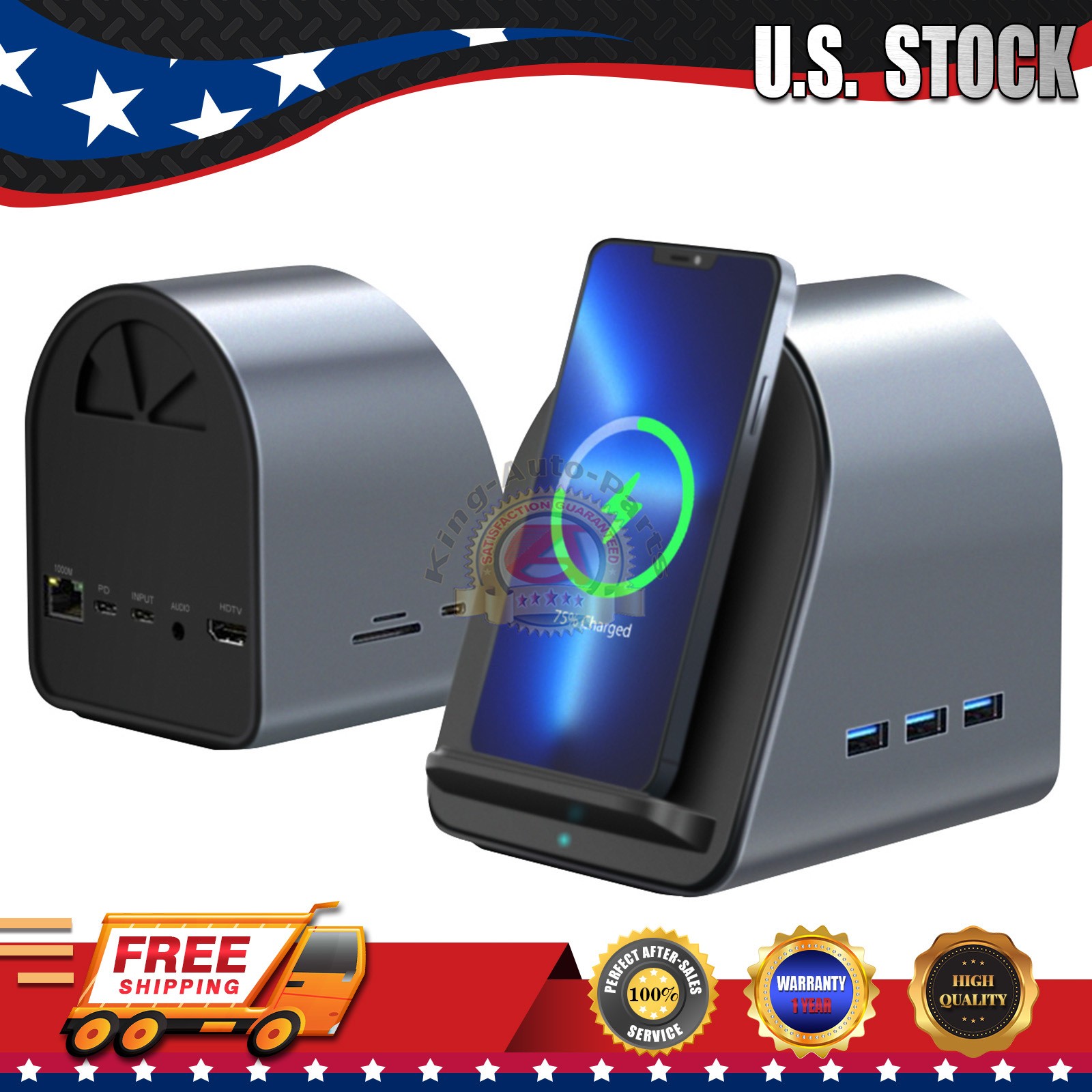 10-in-1 Vertical Multifunction Docking Station USB-C & USB3.0 Ports, PD100W