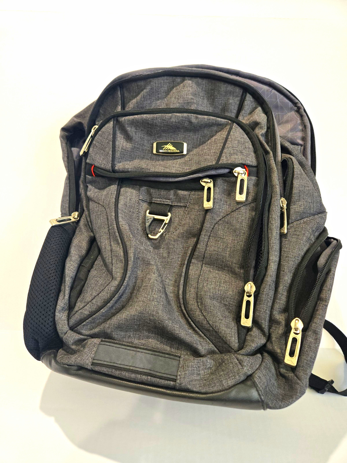 High Sierra 15 in Laptop Backpack Polyester Padded Partitions Gray/Black/Orange