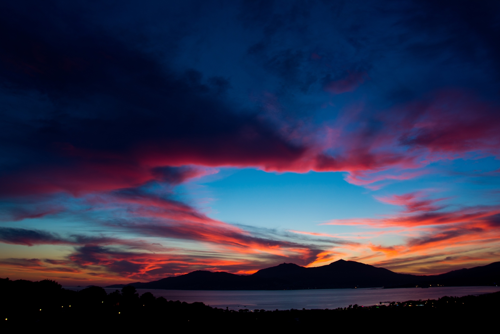 Landscape sea sunset blue clouds mountains colorful lake Custom Gaming Mat Desk