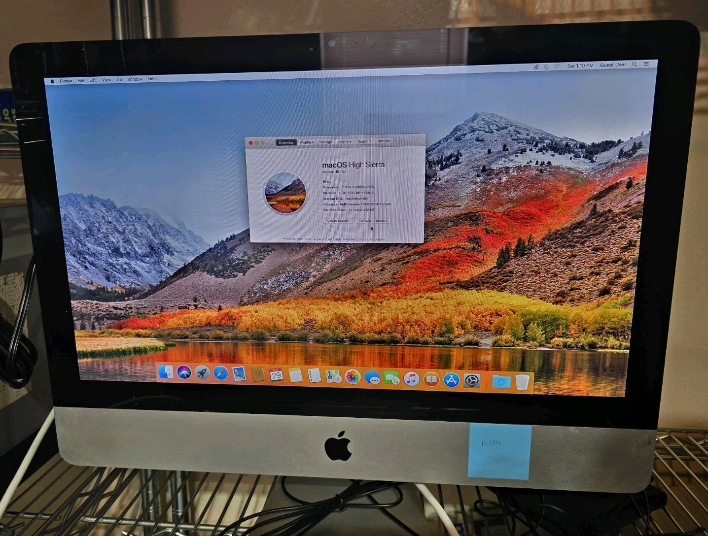 2011 Apple iMac A1311 21.5" i5-2400S@2.50GHz 4GB RAM 500GB HDD