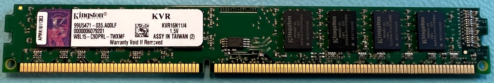 Kingston KVR16N11/4 4GB 240-Pin DDR3 1600MHz PC3-12800 Ram/Memory
