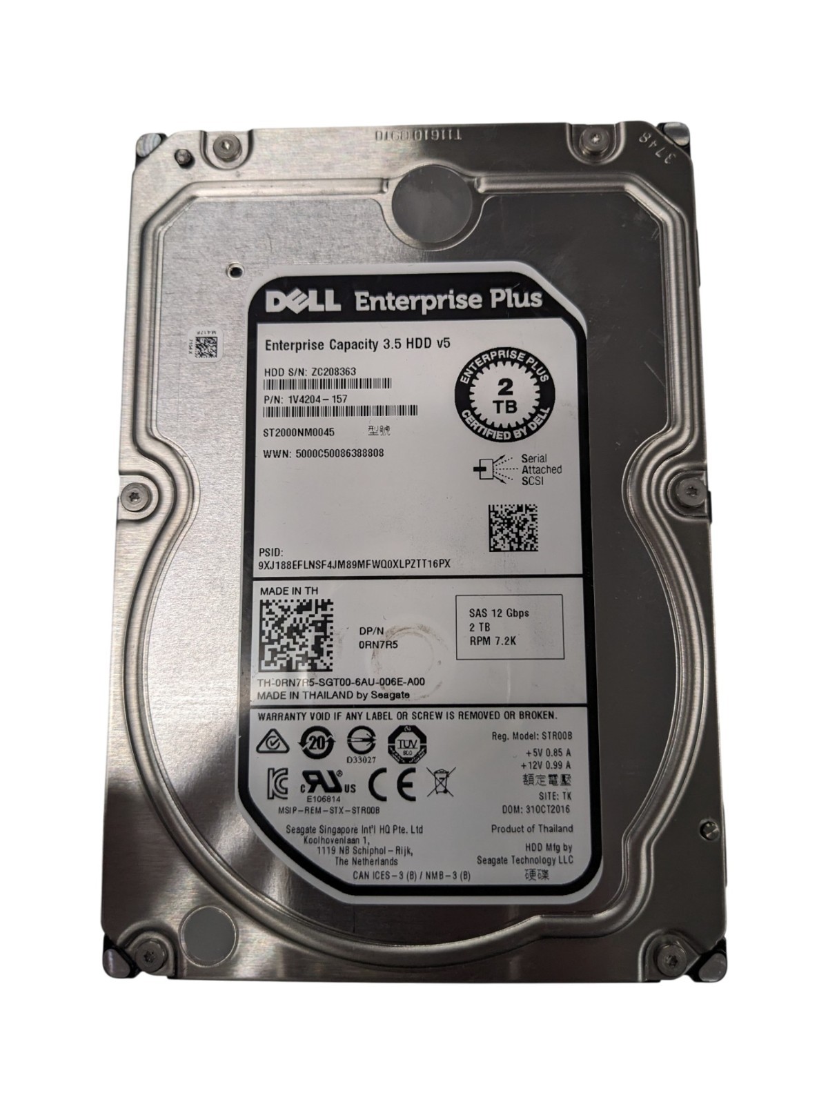 Dell Enterprise RN7R5 2TB 3.5" SAS 12Gbps 7.2K Hard Drive - ST2000NM0045