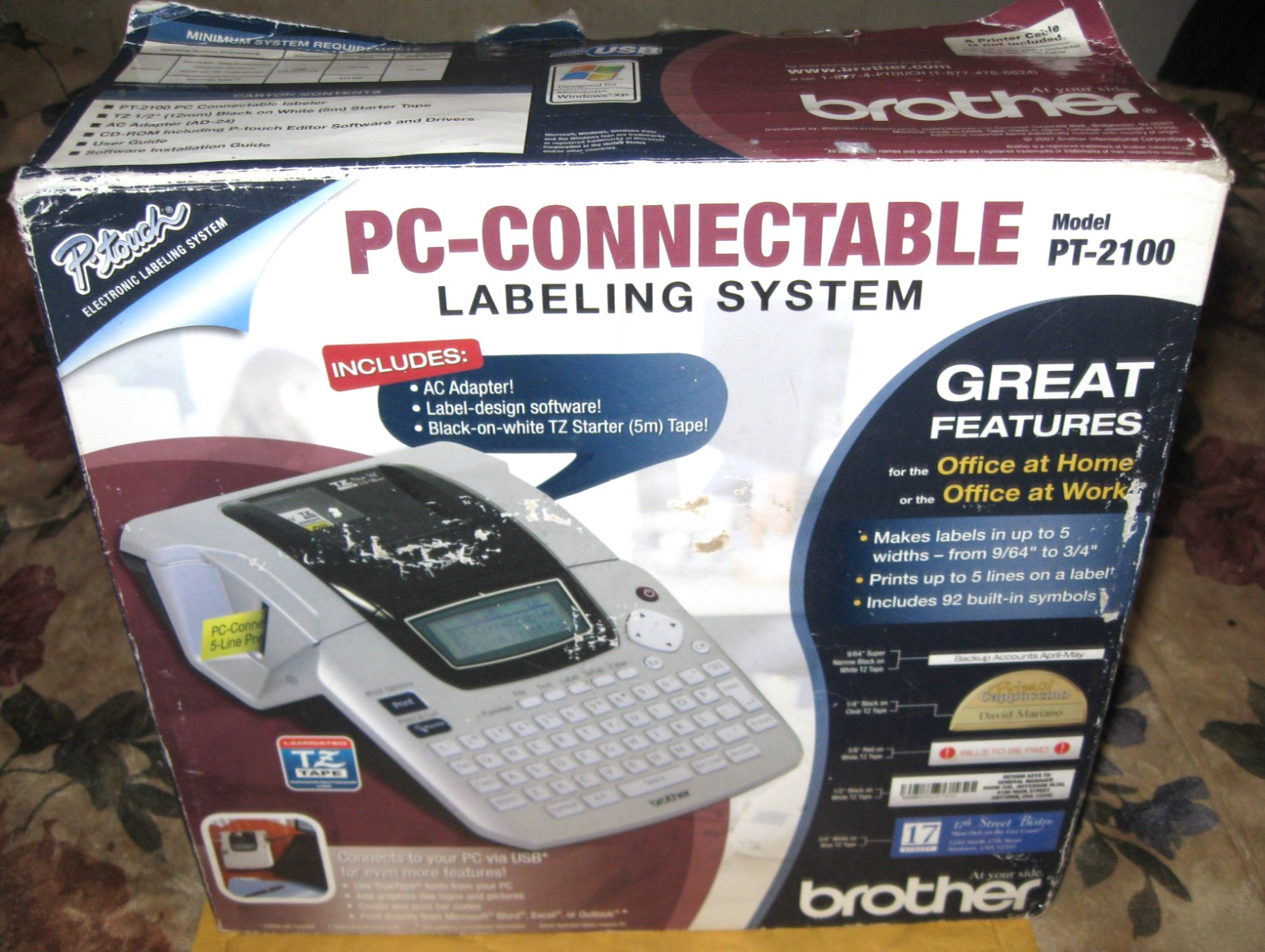 Brother P-Touch PT-2100, PC-CONNECTABLE LABELING SYSTEM Printer NEW