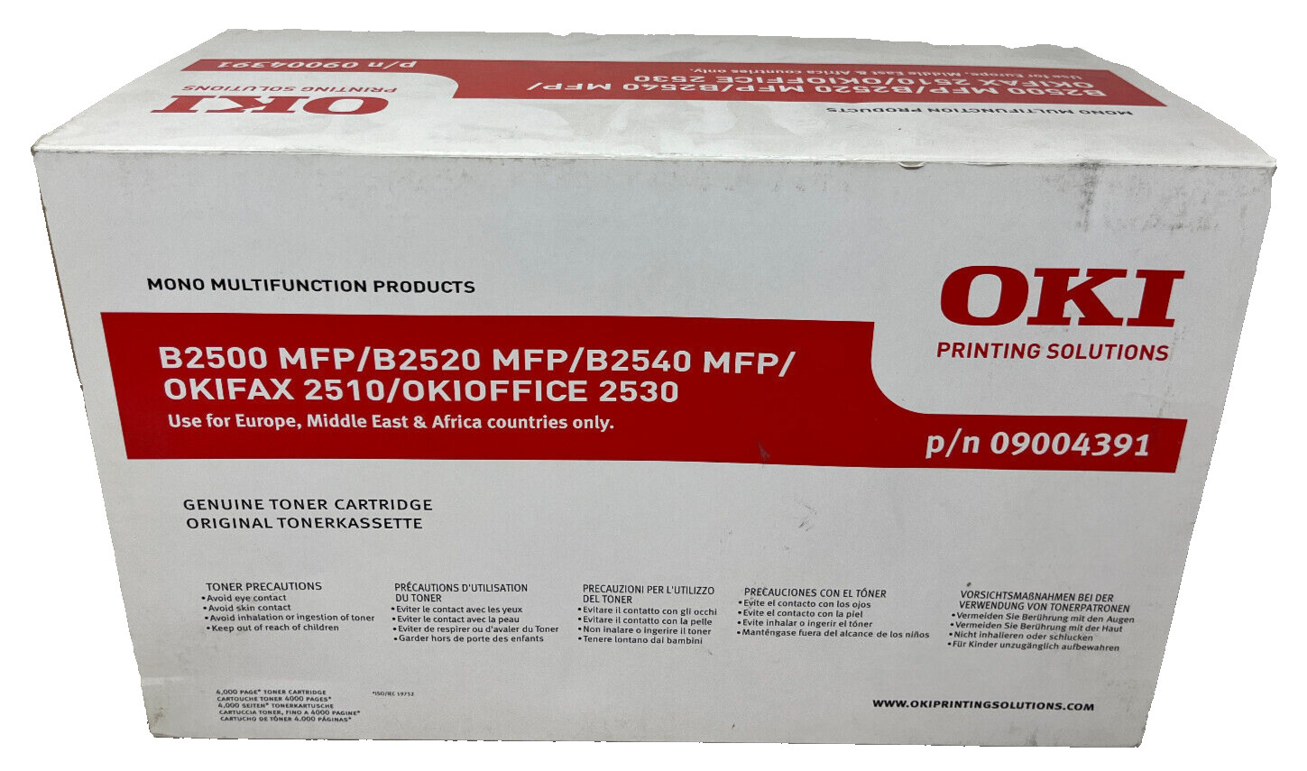 OKI 09004391 Original Toner B2500/B2520 MFP/B2540/OKIFAX 2510/2530 [A Box]