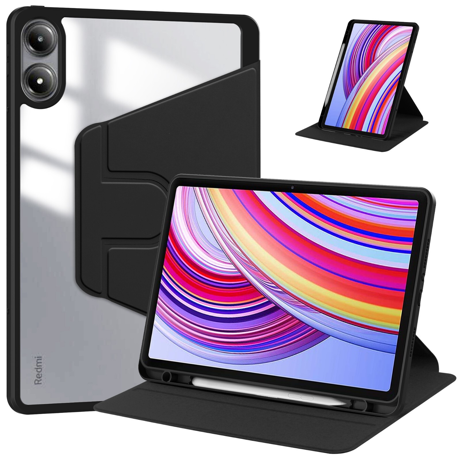 For Xiaomi Redmi Pad Pro/Poco Pad 12.1 inch Case Rotating Stand Cover Clear Back