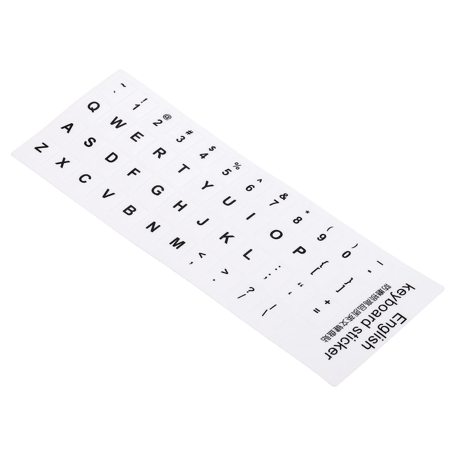 English Keyboard Stickers, 2Pcs Computer Cover White Background Black Lettering