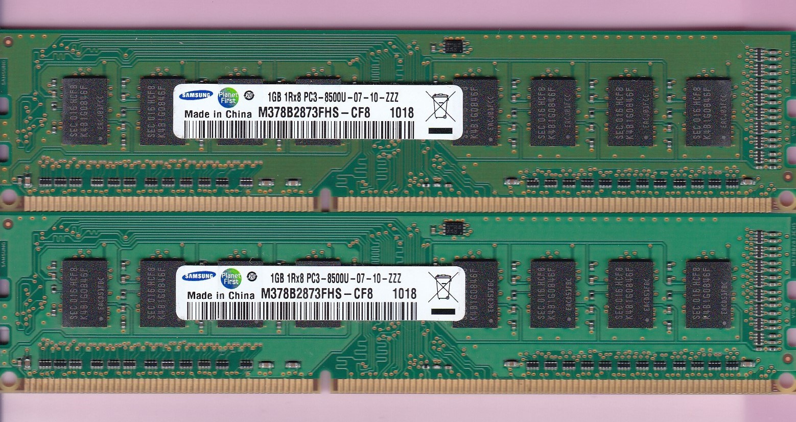 2GB 2x1GB PC3-8500 Samsung M378B2873FHS-CF8 DDR3-1066 Desktop Ram Memory Kit