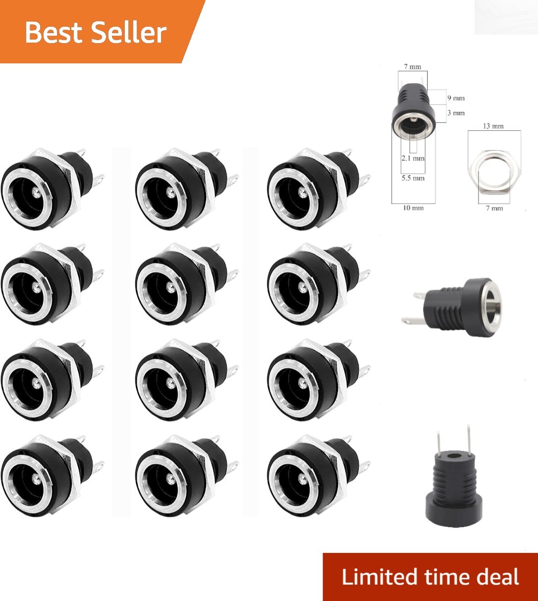 12-Pack 5.5mm x 2.1mm DC Power Jack Sockets for Reliable Electrical Connections