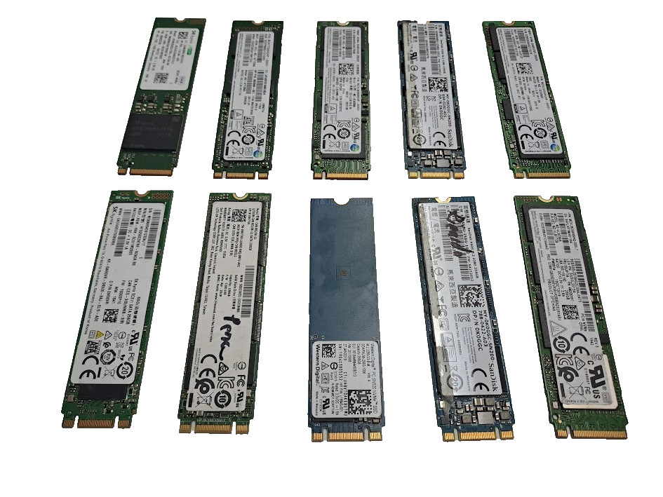 Lot of 10 256gb SSD NVMe M.2 MultiBrand check the description Please