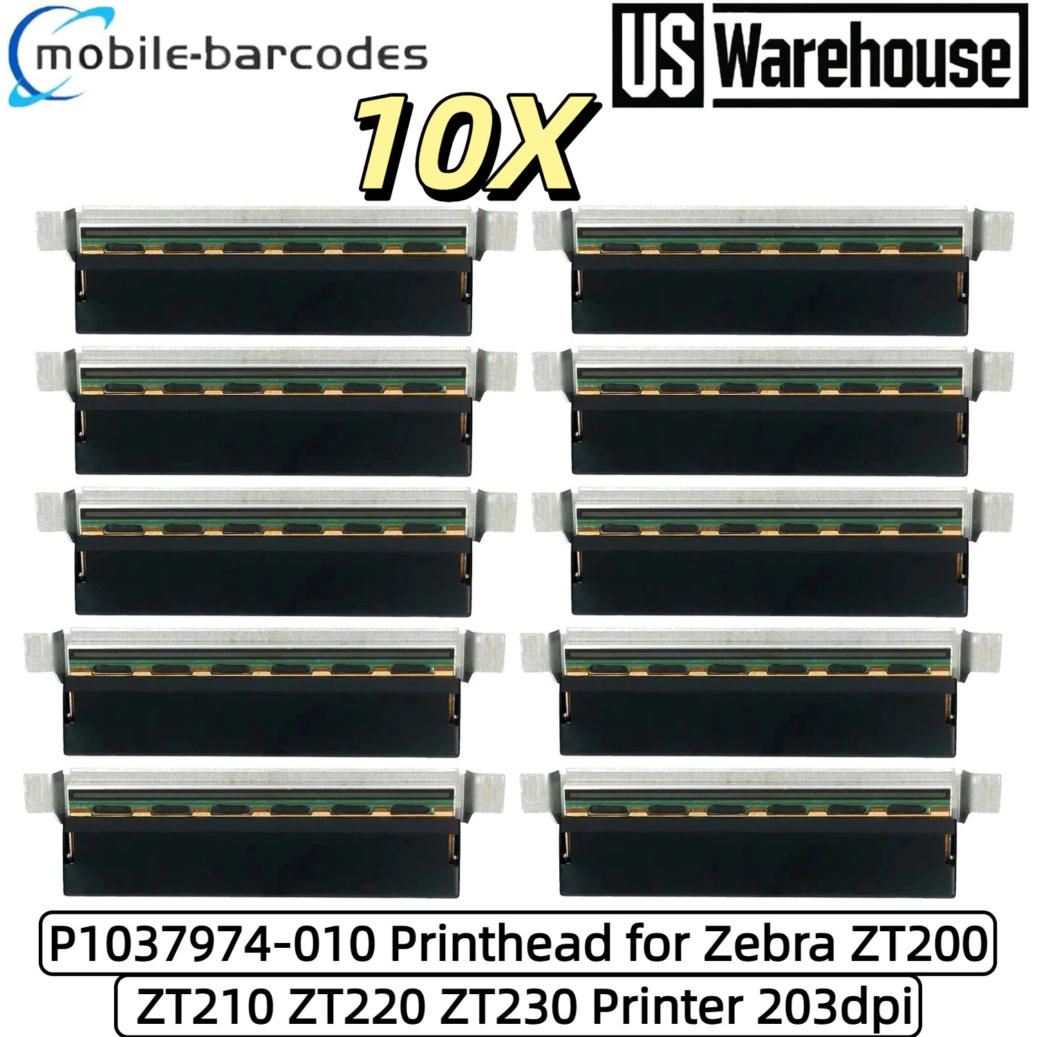10X P1037974-010 Printhead for Zebra ZT200 ZT210 ZT220 ZT230 Printer 203dpi
