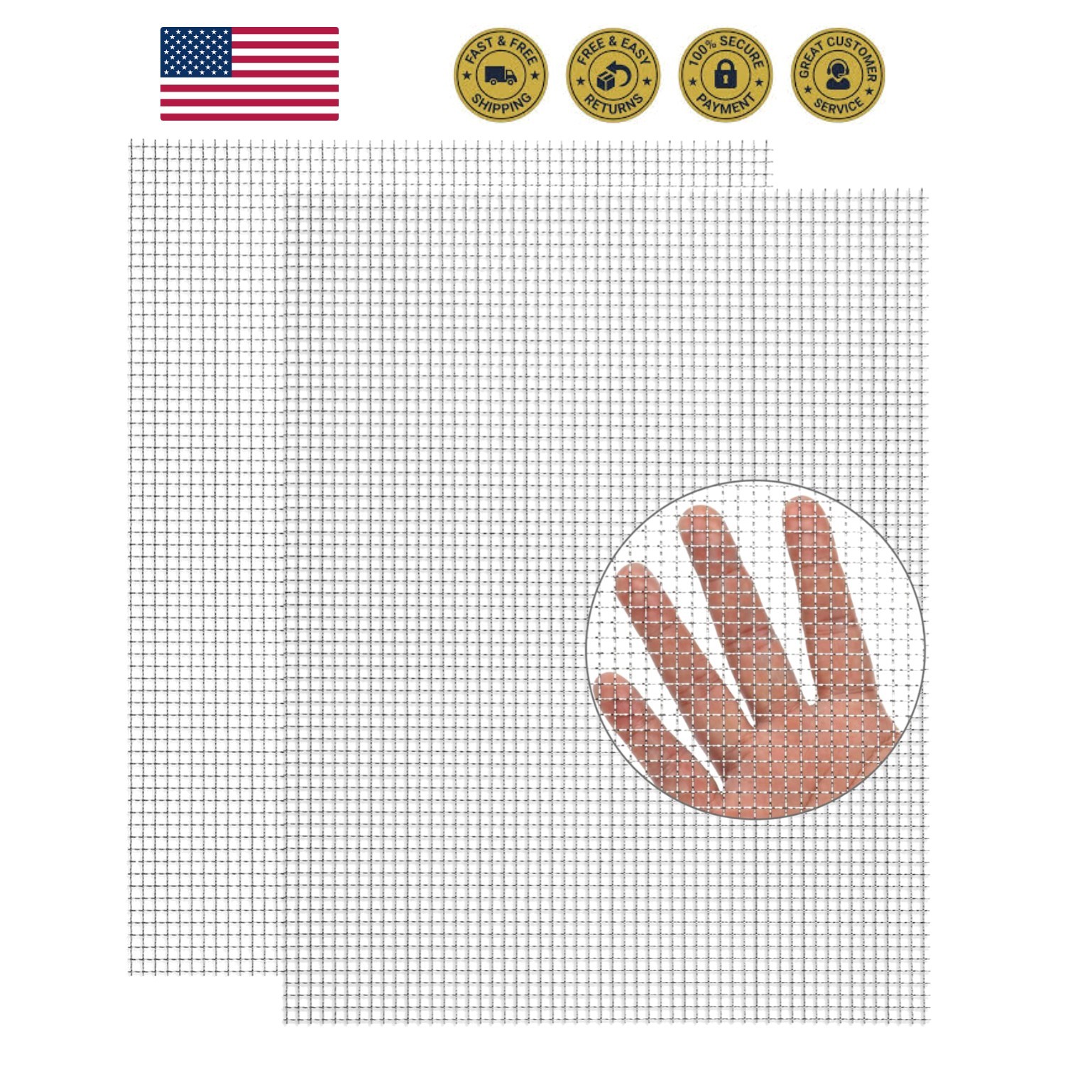 Upgraded 2Pack Mesh Screen Crimped 304, 5 Mesh 11 X 14.2 inch | Not Easy Fall...