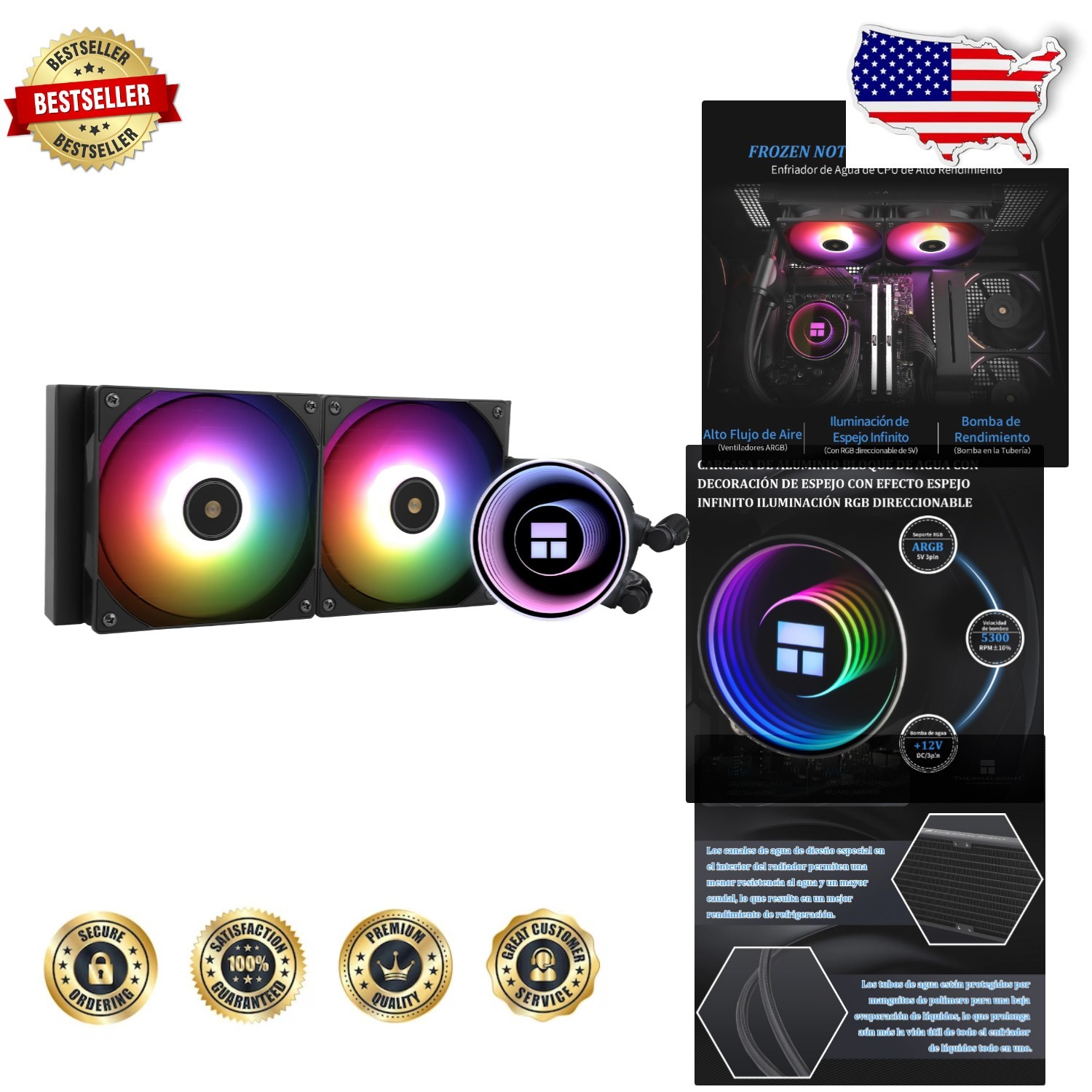 High-Performance 240mm CPU Cooler, S-FDB Fans, Copper Mirror Base, AM5 LGA1851