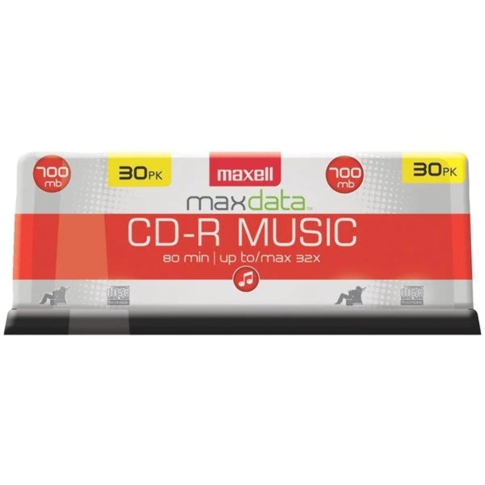 Maxell 30 Pack Premium Blank Cds 700Mb 80 Minutes Archival Audio Storage