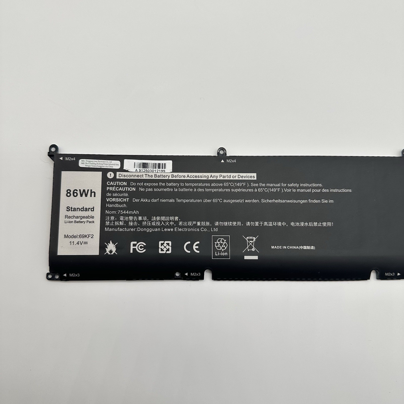 69KF2 86Wh 11.4V Laptop Battery 7544mAh Genuine Lightly Used Tested