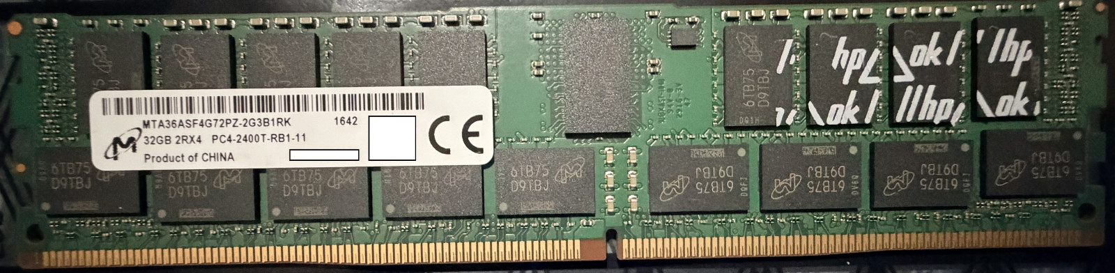 Micron 32GB 2Rx4 PC4-2400T DDR4 ECC RDIMM Server RAM MTA36ASF4G72PZ-2G3B1RK