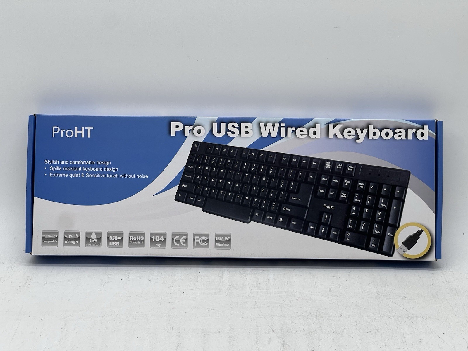 ProHT Pro USB Wired Keyboard-Quiet Design