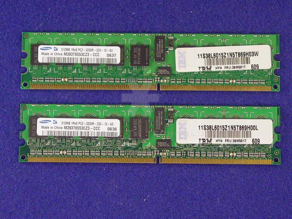 IBM 39M5818 1GB (2x512mb) PC2-3200 Non-Chipkill Server Memory Kit zj