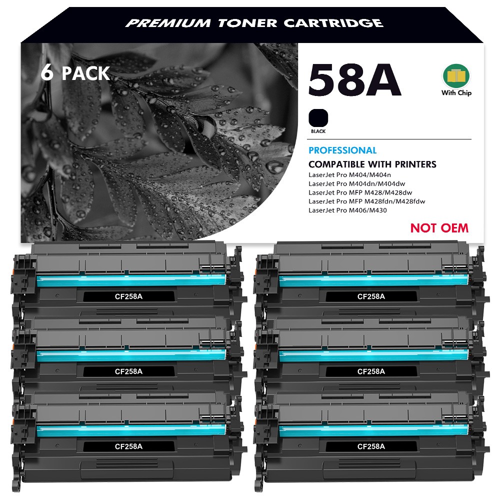 6PK 58A With Chip Toner for HP CF258A LaserJet Pro M304 M304n M304dn M430 M404dw