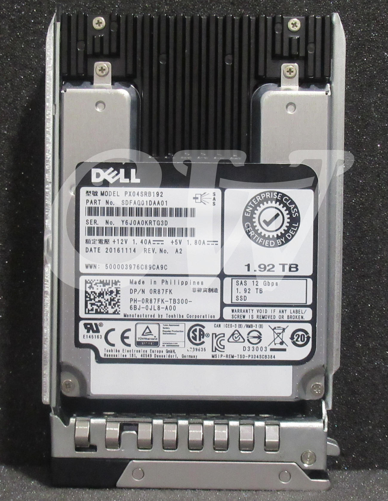 R87FK Dell PX04SRB192 1.92TB 12Gbps MLC 2.5"SAS Solid State Drive SSD