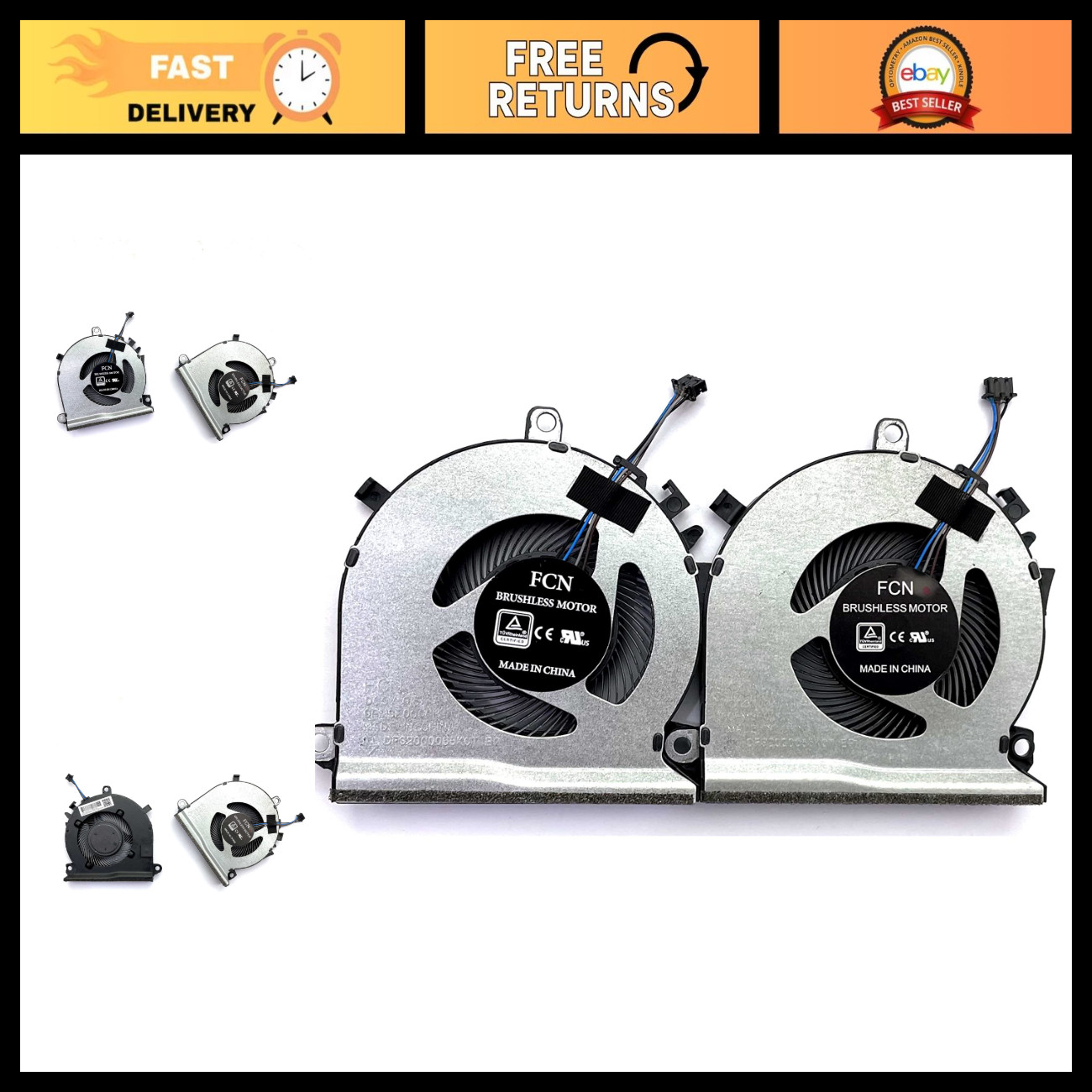 2 Pack CPU GPU Cooling Fan Replacement for HP Pavilion Gaming 15-EC 16-A Models