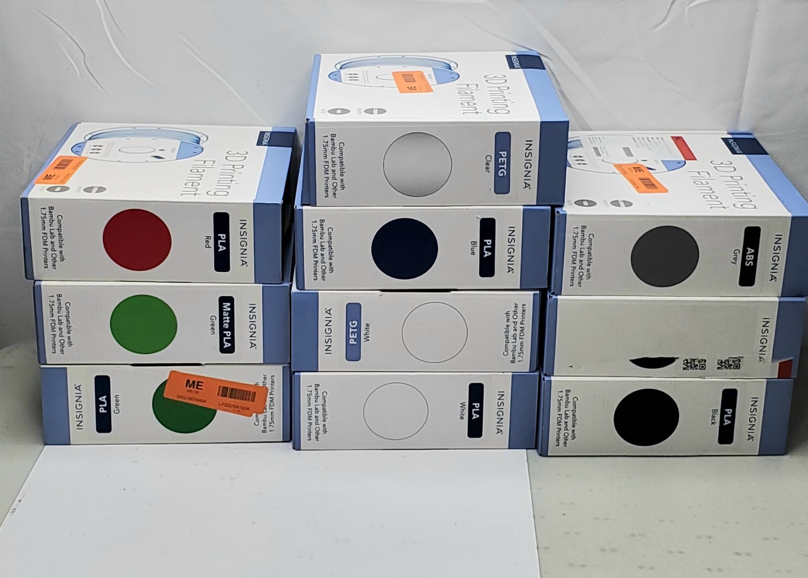 Box of 10 Insignia 1.75mm 3D Printing Filament - PLA,PETG,ABS. MIXED COLORS,