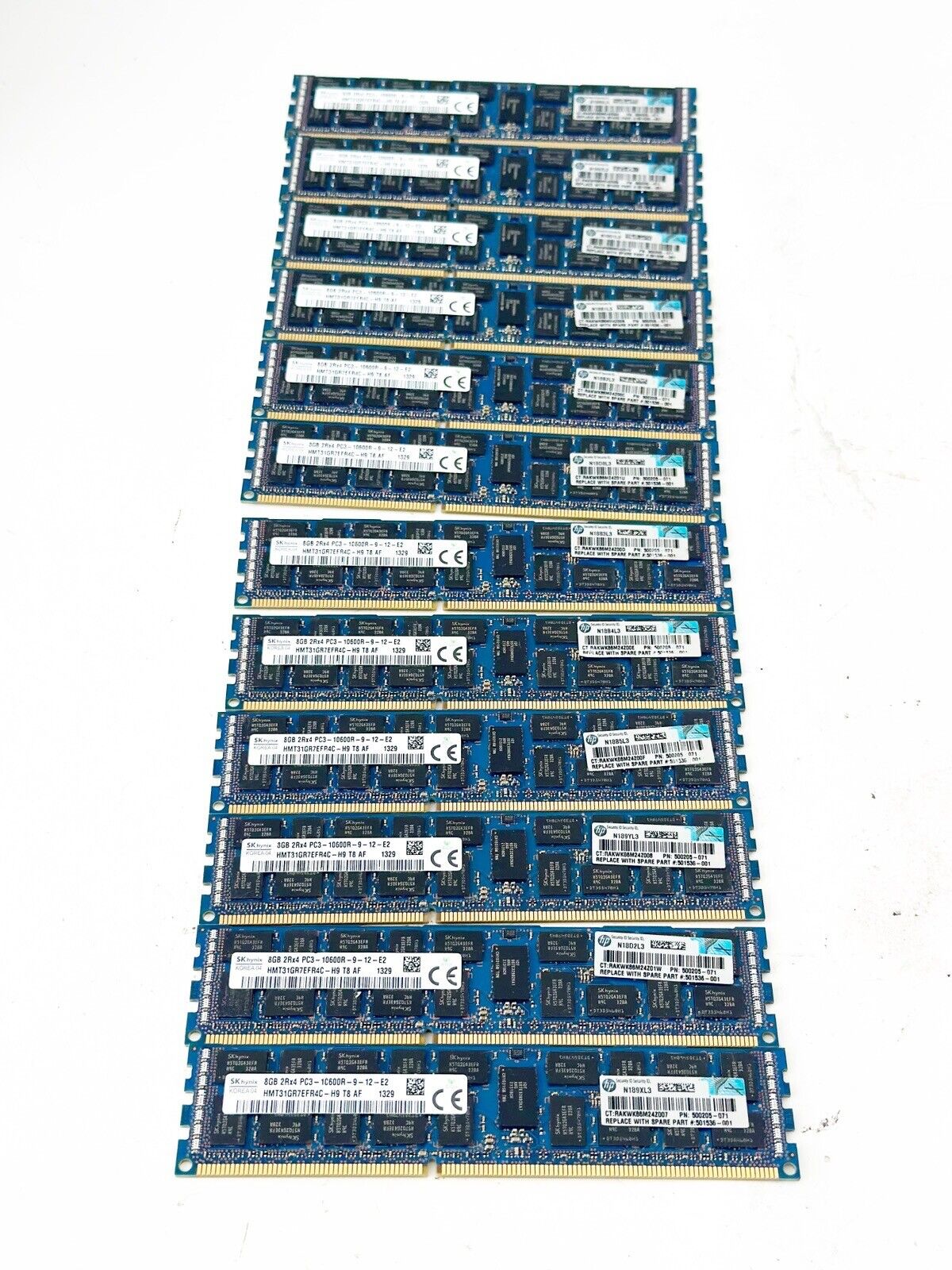 SK HYNIX 96GB (12x8GB) 2RX4 PC3-10600R MEMORY RAM HMT31GR7EFR4C-H9