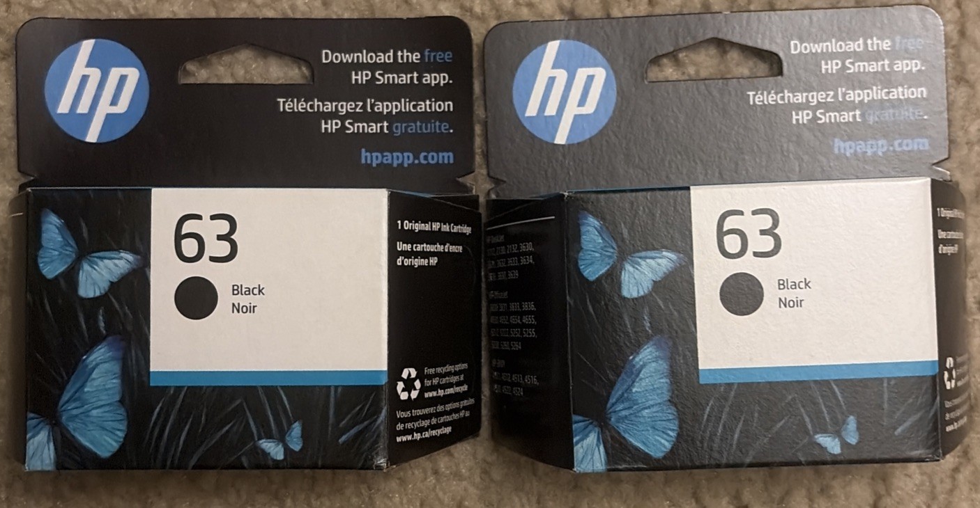 June 2027:  New Genuine HP 63 2-Pack Black Ink Cartridge