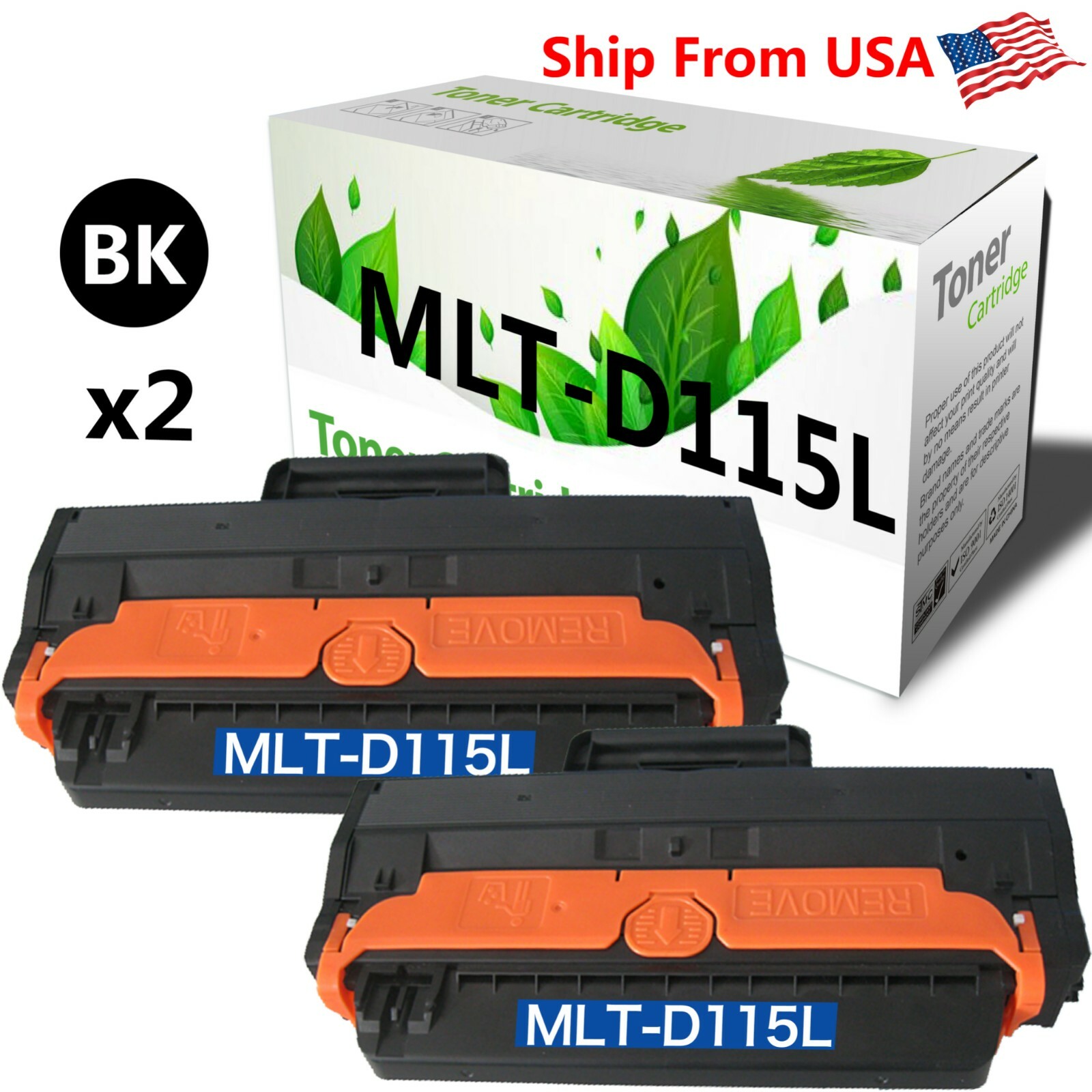 2 PK MLT-D115L 115L Black Toner Cartridge for 2870FW 2870FD 2880FW