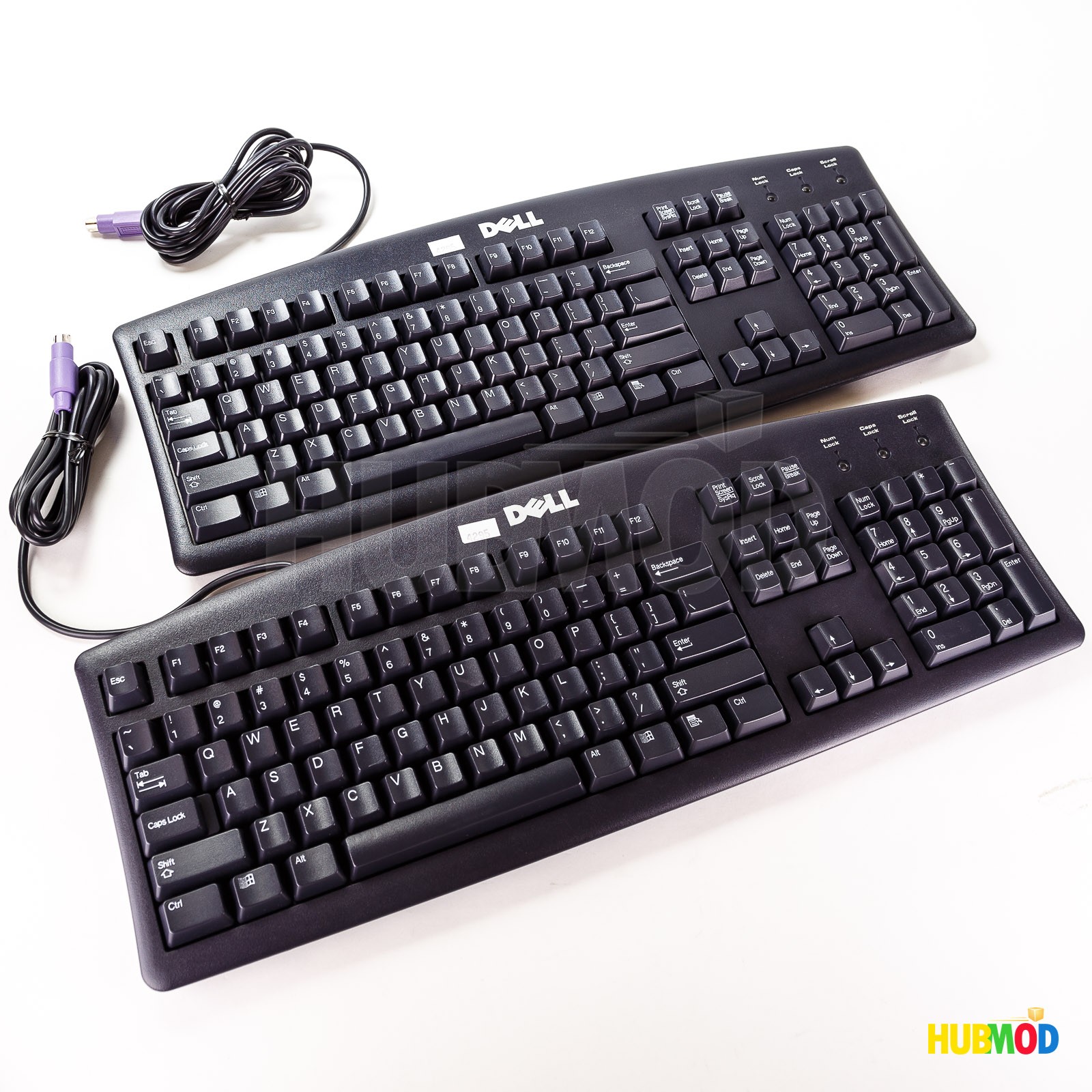 Lot of 2 DELL PS/2 US 104-Key PC Windows Desktop Keyboard Black RT7D20 SK-8110