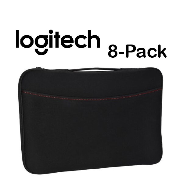 8-PACK Logitech 16 Inch Notebook Laptop Sleeve Bag Handle Case Cover BLACK/ RED