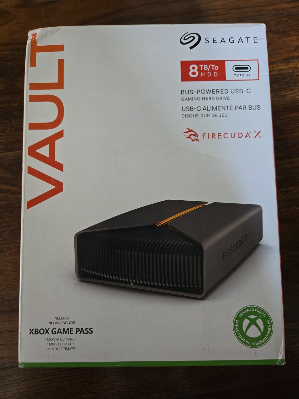 Seagate Vault 8TB HDD Type-C Gaming Hard Drive (SRD0BP1) New Sealed