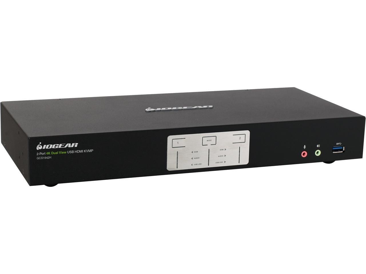 IOGEAR 2-Port 4K Dual View KVMP Switch with HDMI Connection, USB 3.0 Hub and Aud