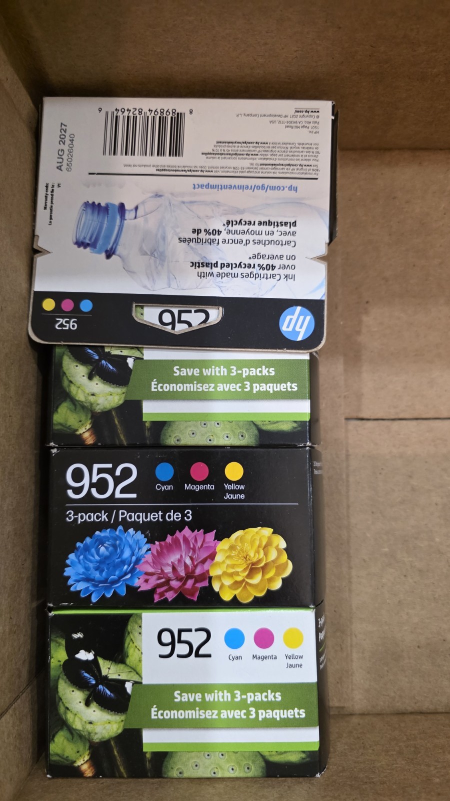 New HP 952 N9K27AN Cyan and Magenta, Yellow Ink Cartridge. Exp 27