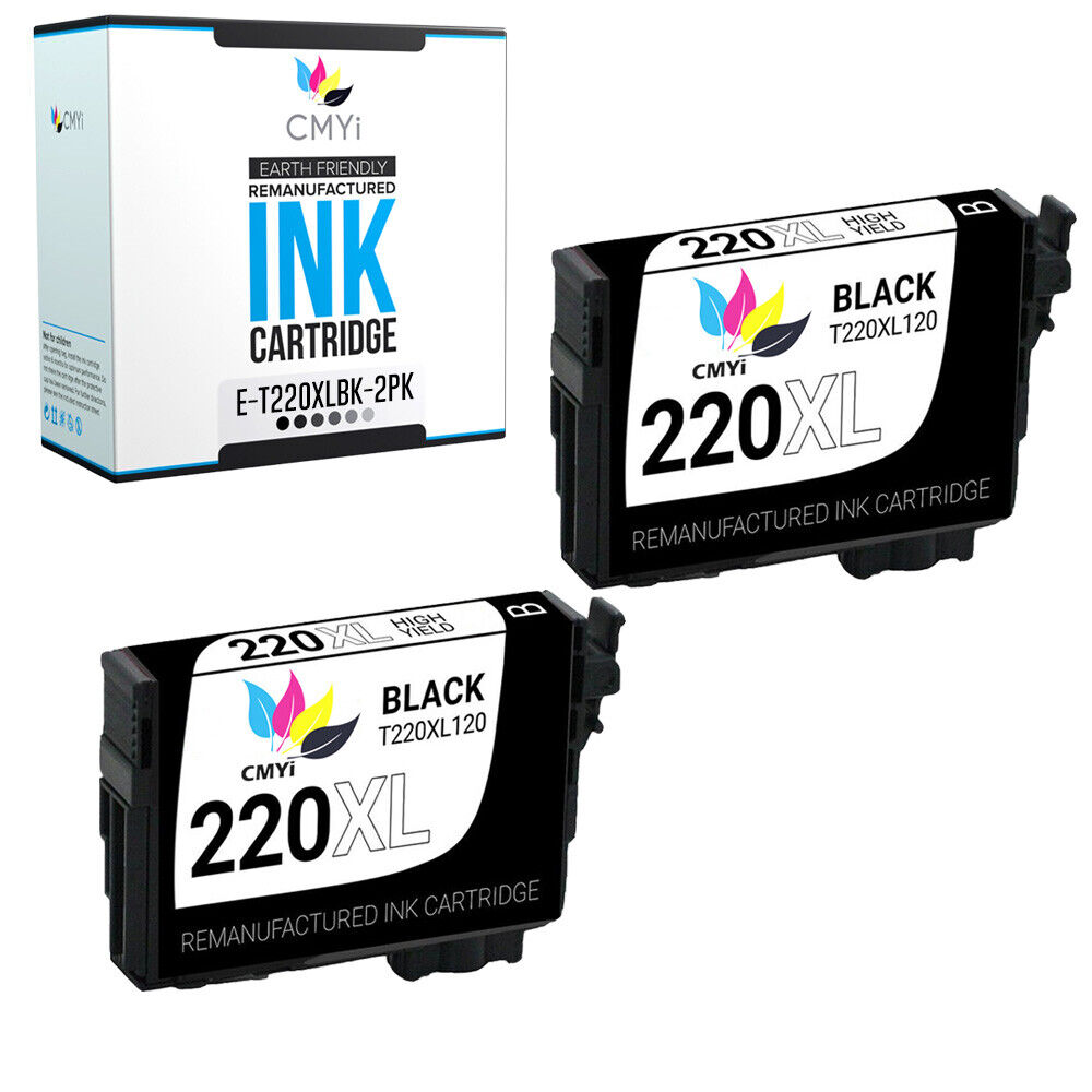 2PK 220XL T220XL Black Ink Cartridges For Epson 220 XL Workforce XP-320 WF2650