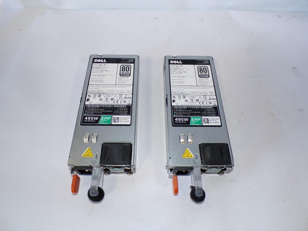 *Lot of 2* Dell 495W 80 PLUS Platinum Power Supplies 0VKDD2 E495E-S1 PowerEdge