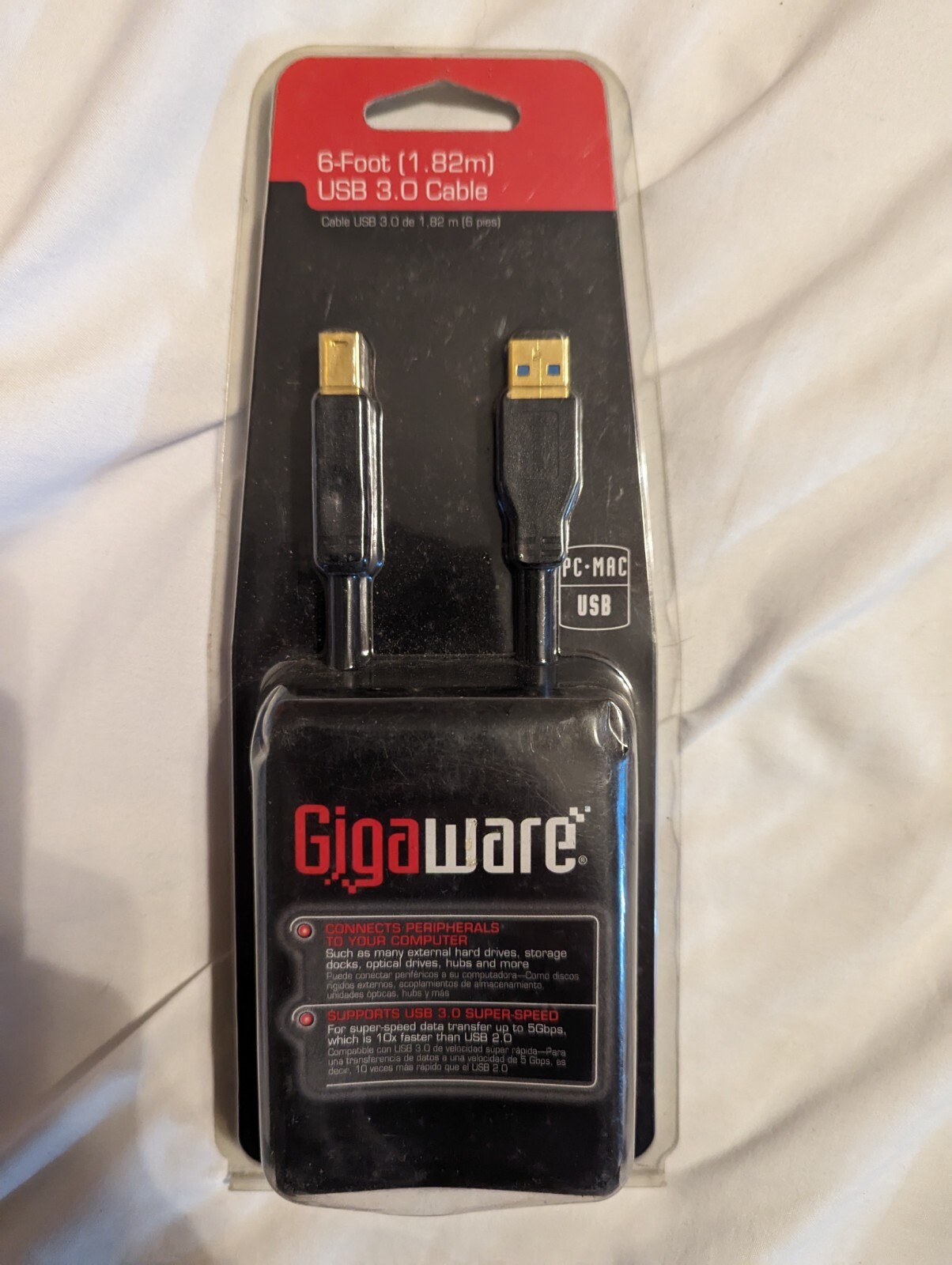 Gigaware Gold-Plated 6-Ft. USB 3.0 Cable No. 260-1524