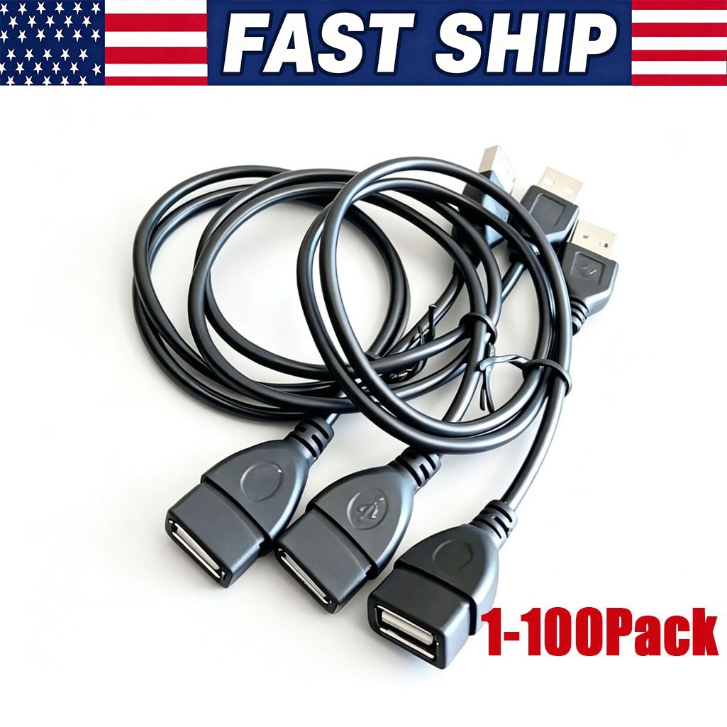 High-Speed USB-USB Extension Cable USB 2.0 Adapter Extender Cord Male/Female LOT